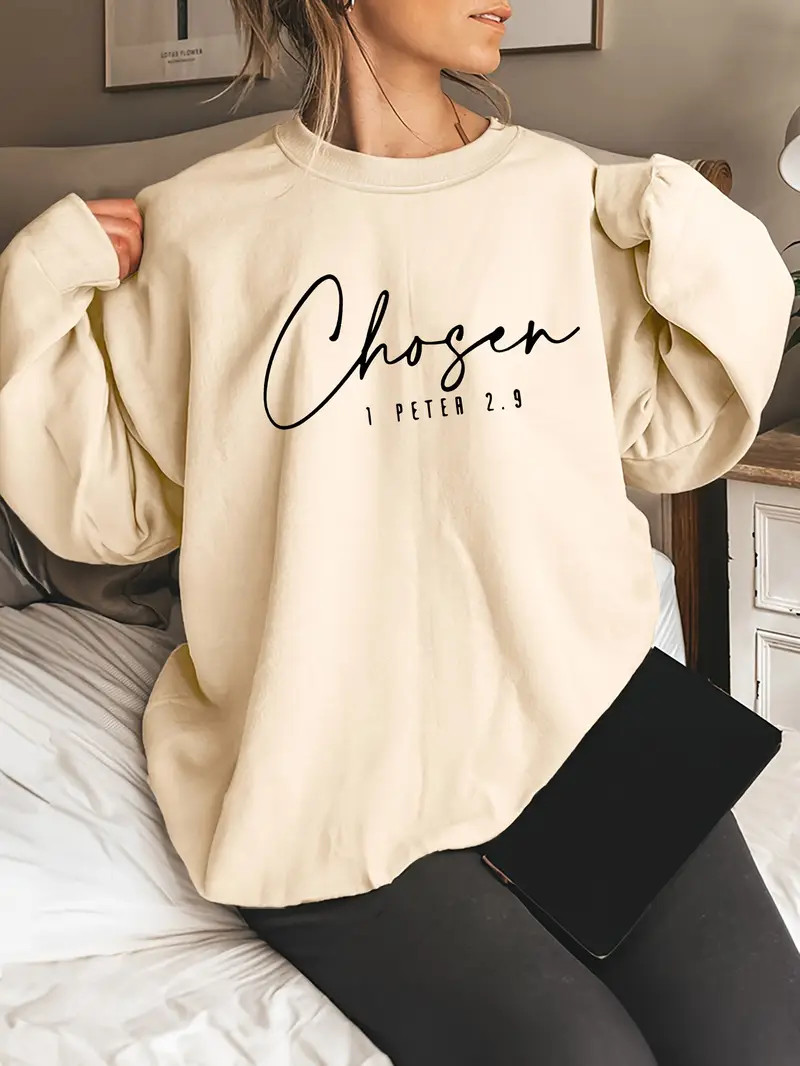 Simple Letter Print Sweatshirt Casual Crew Neck Long Sleeve - Temu | Temu Affiliate Program
