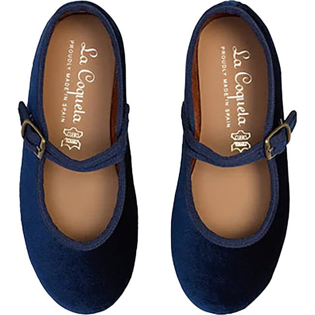 Navy Velvet Girl Mary Jane Shoes | Maisonette
