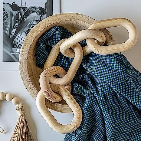 Wood Chain Link Decor for Coffee Table | Decorative Wood Chain Link and Bead Garland Set | Wood K... | Amazon (US)