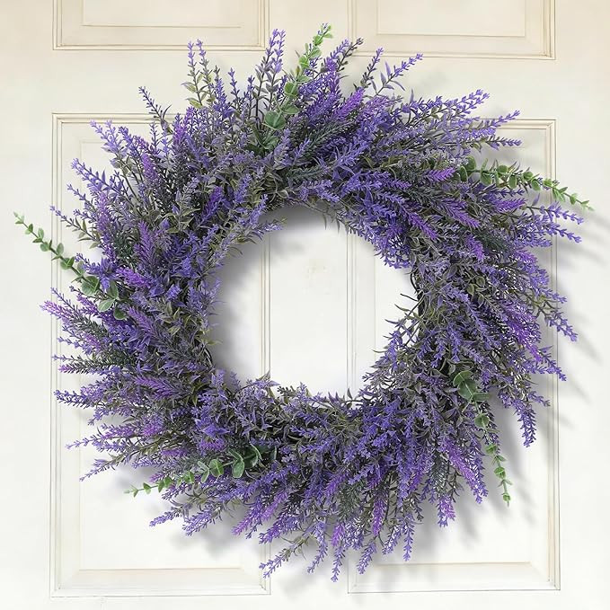 26" Lavender & Eucalyptus Wreath for Front Door - All Season Artificial Wreath for Spring and Sum... | Amazon (US)
