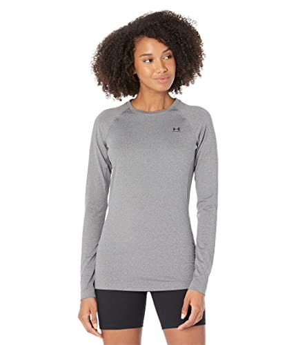 Under Armour Womens Authentics Long Sleeves Crew Neck T-Shirt, Charcoal Light Heather (019)/Black, X-Large | Amazon (US)