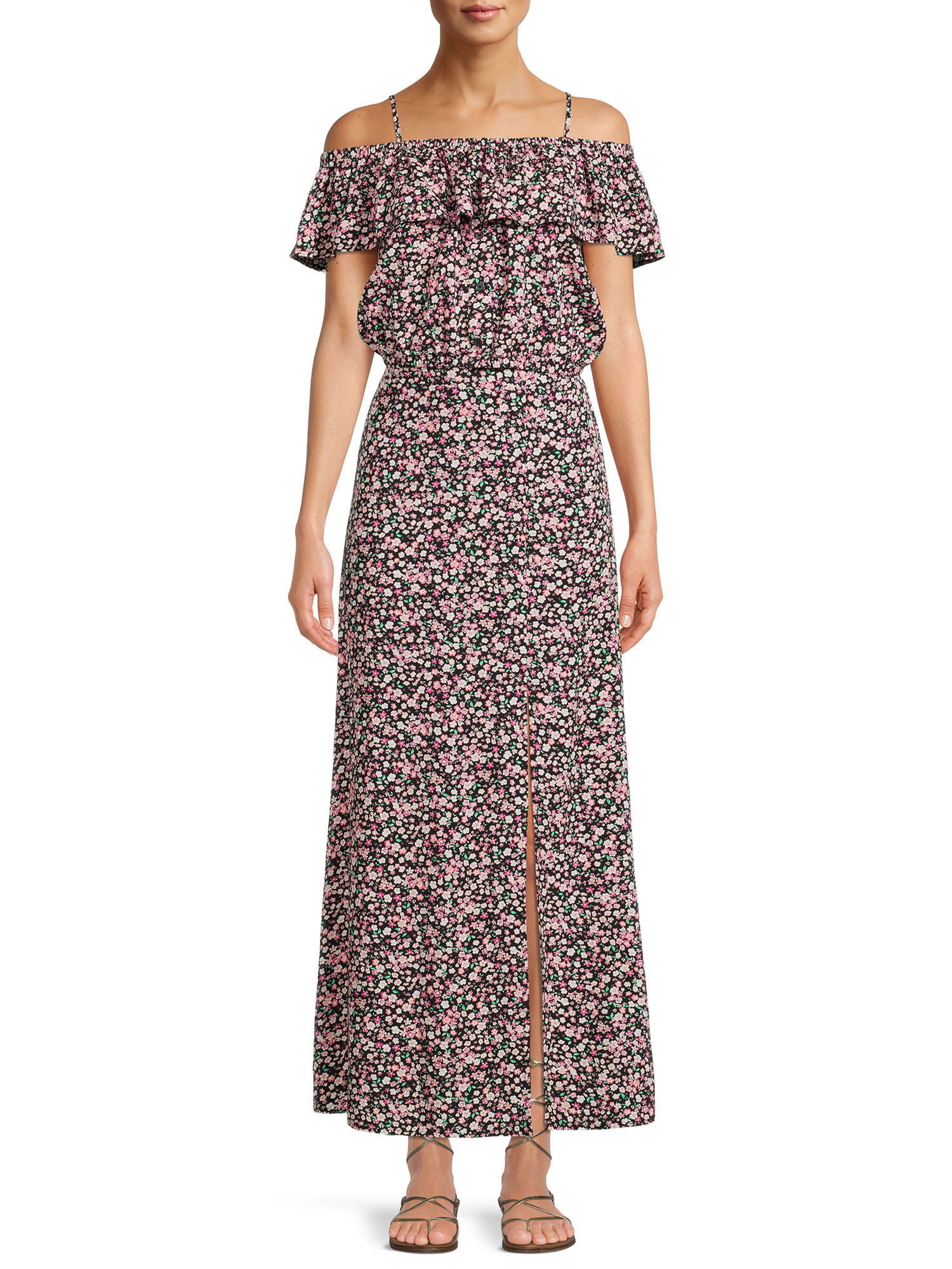 No Boundaries Juniors' Ruffle Crop Top and Maxi Skirt, 2-Piece Set | Walmart (US)