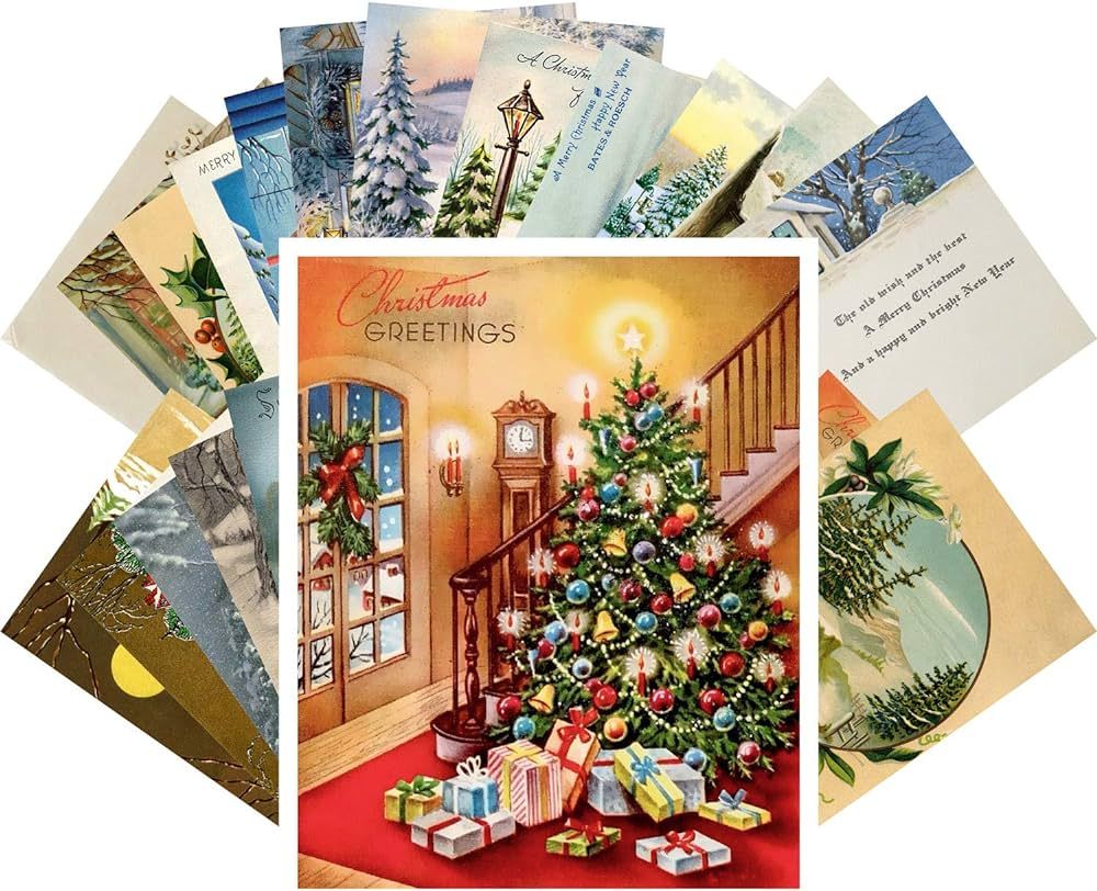 PIXILUV Vintage Christmas Greeting Cards 24pcs Christmas Trees and Winter Landscapes Reprint Post... | Amazon (US)