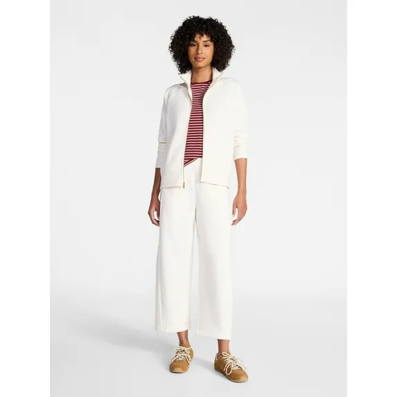 Time and Tru Women's Fleece Sweatshirt and Barrel Leg Pants Set, 2-Piece, Sizes XS-XXXL | Walmart (US)