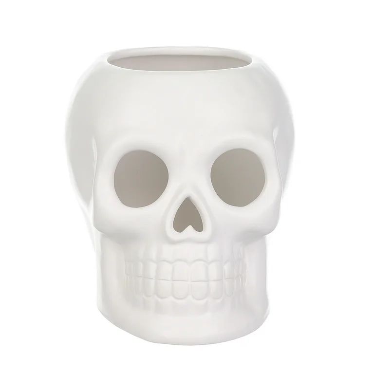 Halloween White Ceramic Vase Skull Decorations, 5.7"L x 7.3"W x 6"H, by Way To Celebrate - Walmar... | Walmart (US)