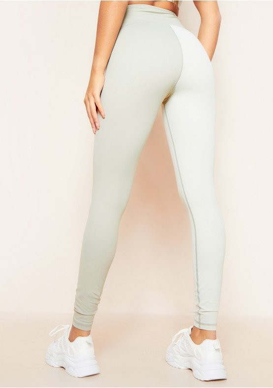 Myra Green Missy Sport Colour Block High Waisted Gym Leggings | Missy Empire (UK)