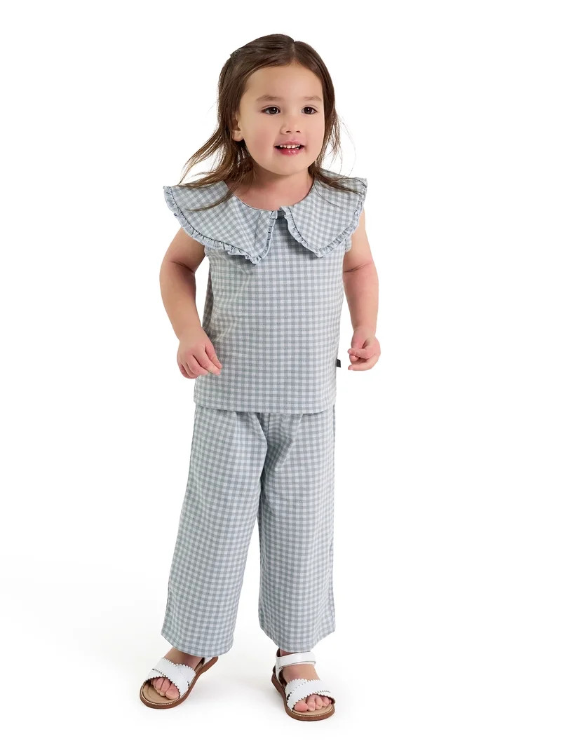 Modern Moments by Gerber Toddler Girl Smocked Top and Pant Outfit Set, 2-Piece, Sizes 0/3 Months ... | Walmart (US)