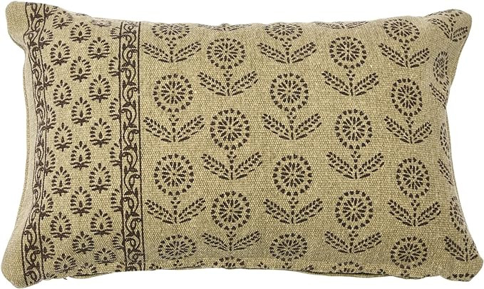Creative Co-Op Floral Fields Lumbar Pillow Decorative Pillow Cover, 12" x 20", Beige | Amazon (US)