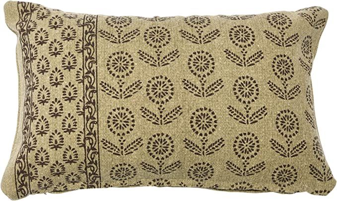 Creative Co-Op Floral Fields Lumbar Pillow Decorative Pillow Cover, 12" x 20", Beige | Amazon (US)