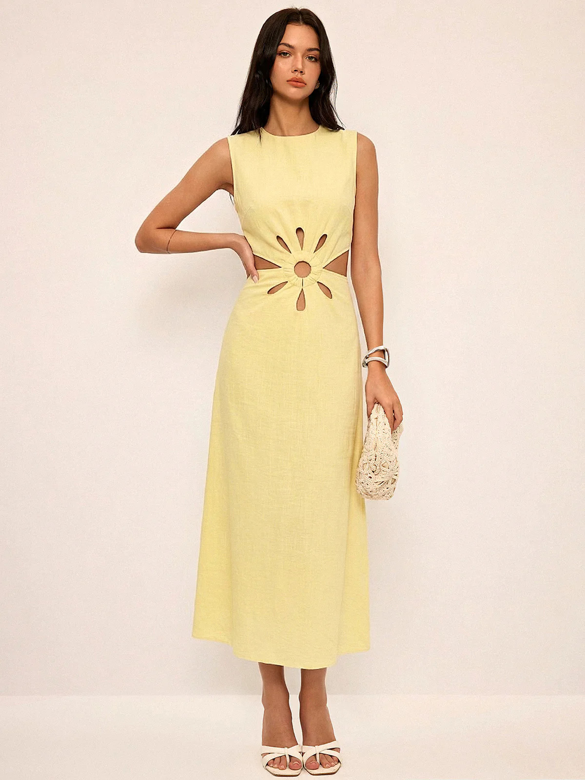 Cutout Waist Sleeveless Maxi Dress | Commense