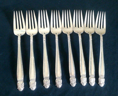 (8) Holmes & Edwards Silverplate Salad Forks, 1938 Danish Princess  | eBay | eBay US