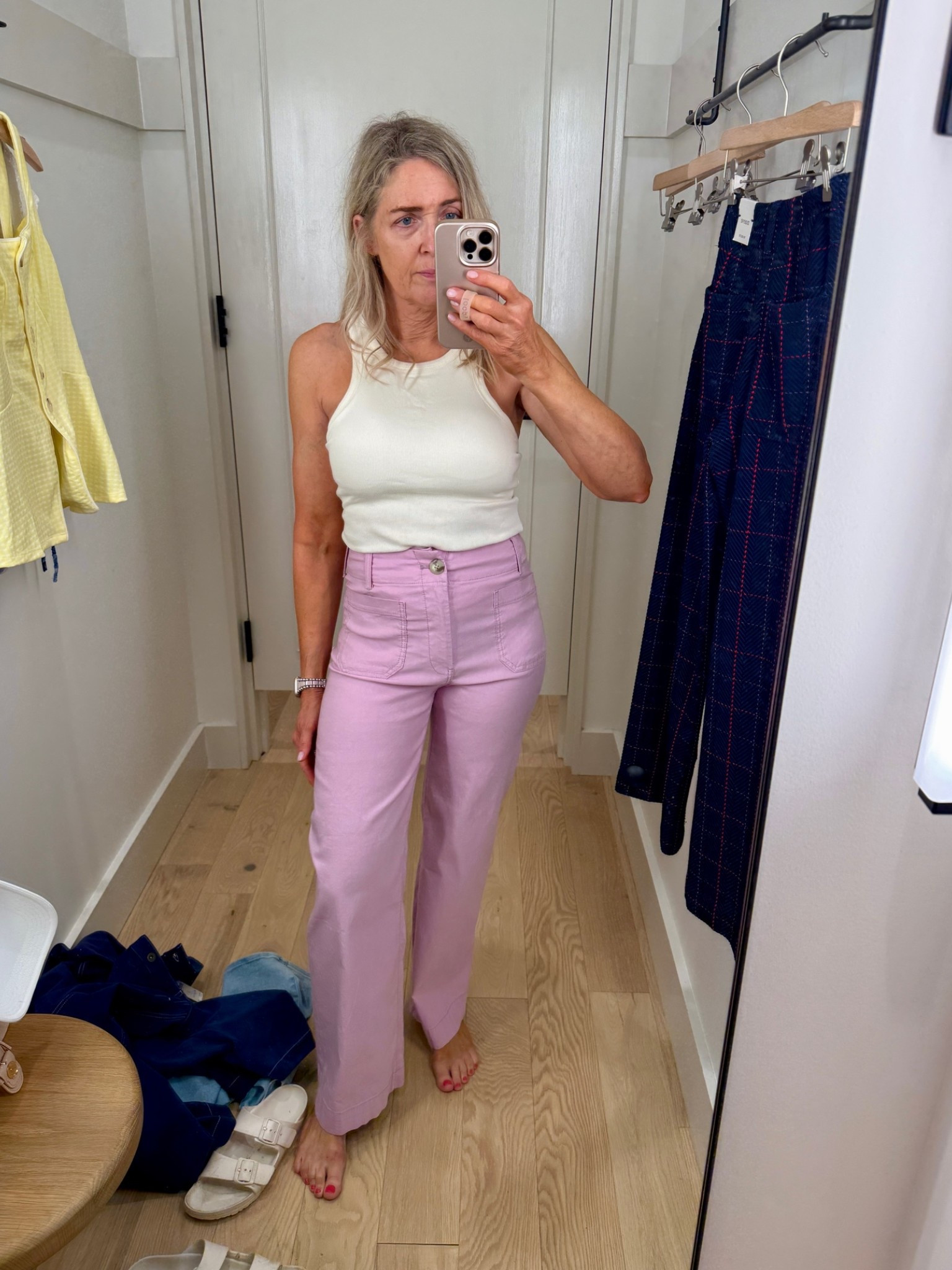Anthro sale find! Maeve  Colette high rise, full length, magic fabric in lilac. Wearing 25. Grab them for $45 this weekend with 50% off markdowns.

Summer trends, July 4th sales, Anthropologie sale, Maeve Colette pants, summer outfits

#LTKootd #LTKSaleAlert #LTKOver40