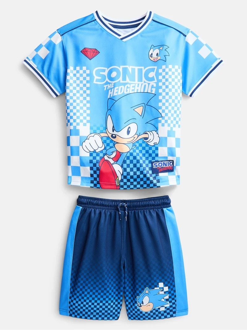 Sonic the Hedgehog Boys' Graphic Soccer Jersey and Shorts Set, 2-Piece, Sizes 4-16 | Walmart (US)