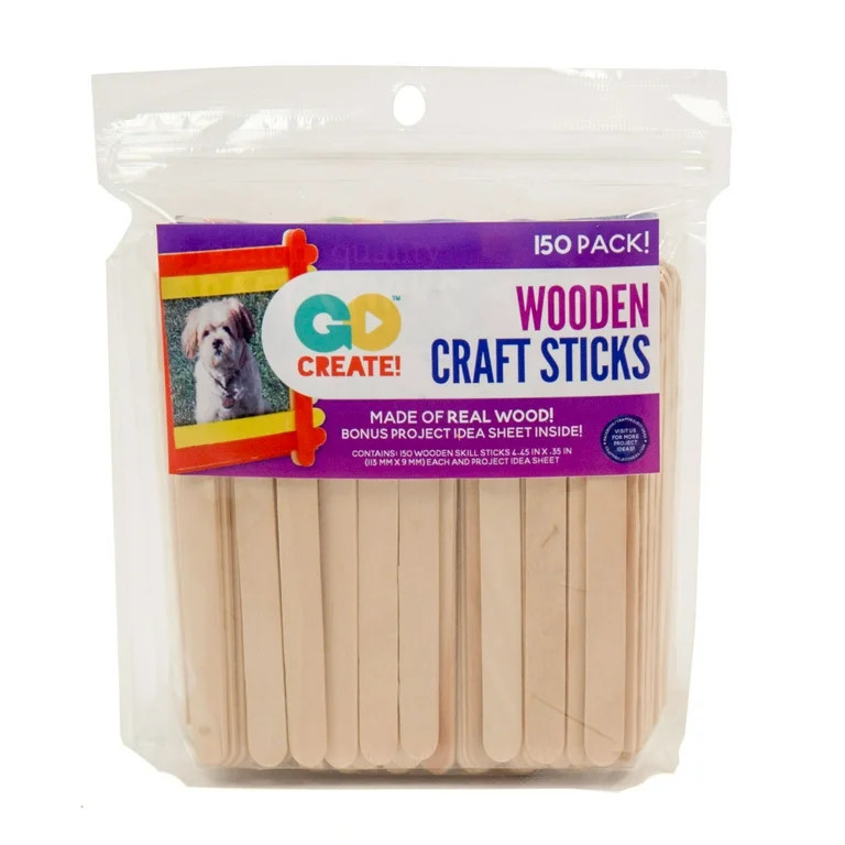 Go Create Wooden Craft Sticks, 150 Natural Wood Craft Sticks | Walmart (US)