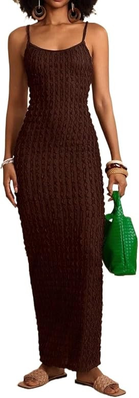 Women's Maxi Dresses Solid Backless Cami Dress | Amazon (US)