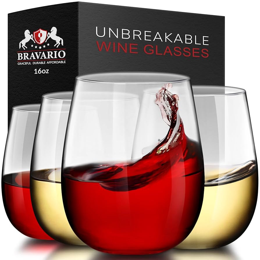 Unbreakable Stemless Plastic Wine Glasses | Reusable | Shatterproof 100% Tritan Plastic | Dishwas... | Amazon (US)