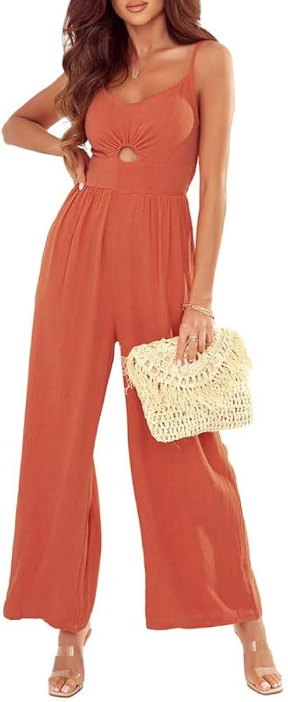 Dokotoo Women's Loose Sleeveless Jumpsuits Adjustable Spaghetti Strap Long Pant Romper Jumpsuit w... | Amazon (US)