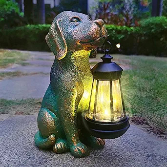 Dog Garden Statues with Solar Lantern Outdoor Decor-Dog Solar Figurines Lights Decorations for Pa... | Amazon (US)