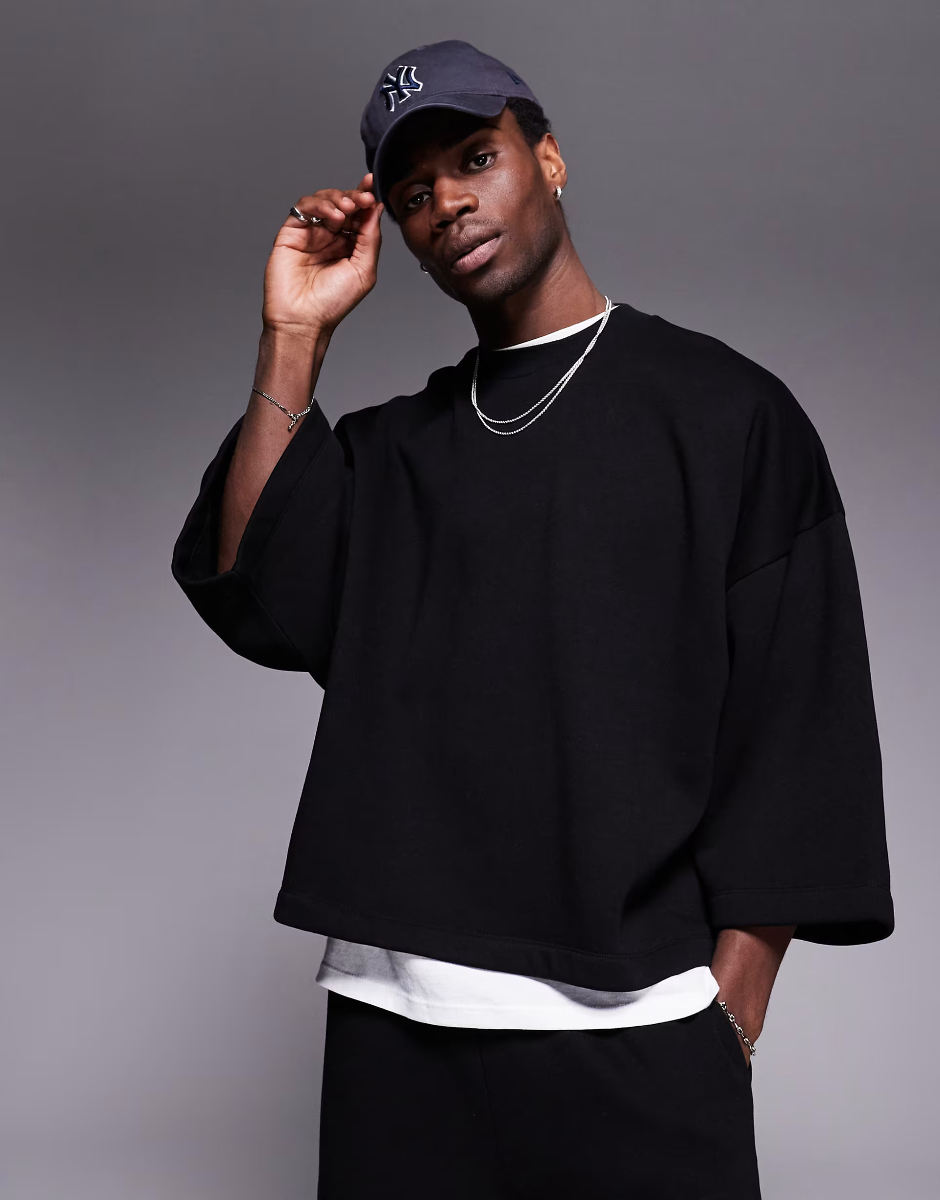 ASOS DESIGN oversized sweatshirt fabric T-shirt in black - part of a set | ASOS (Global)