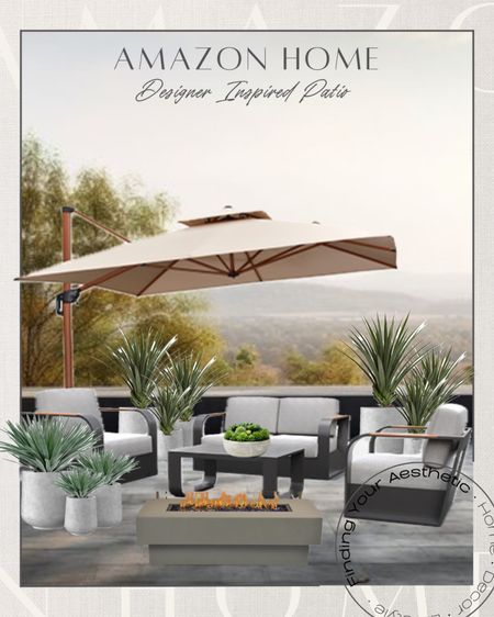 Get the designer inspired patio look for less with these Amazon home outdoor finds 

RH inspired patio furniture // modern outdoor furniture // aluminum frame patio set // modern fire table // outdoor fire pit // cement planter set // viral concrete planters // cantilever patio umbrella // faux yucca // faux agave // Restoration hardware inspired patio

#LTKStyleTip #LTKHome #LTKSeasonal