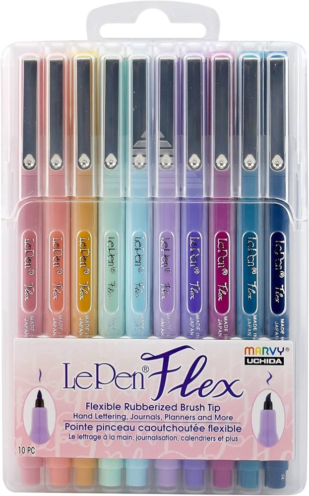 Marvy Uchida Le Flex 10 Piece Set Writing Pen, Pastel Colors | Amazon (US)