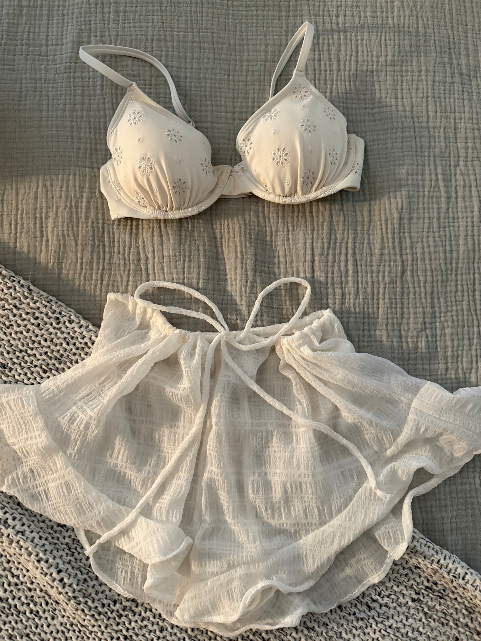 White swim set and cover up! 

#targetfinds 

#LTKSwim #LTKTravel #LTKSaleAlert