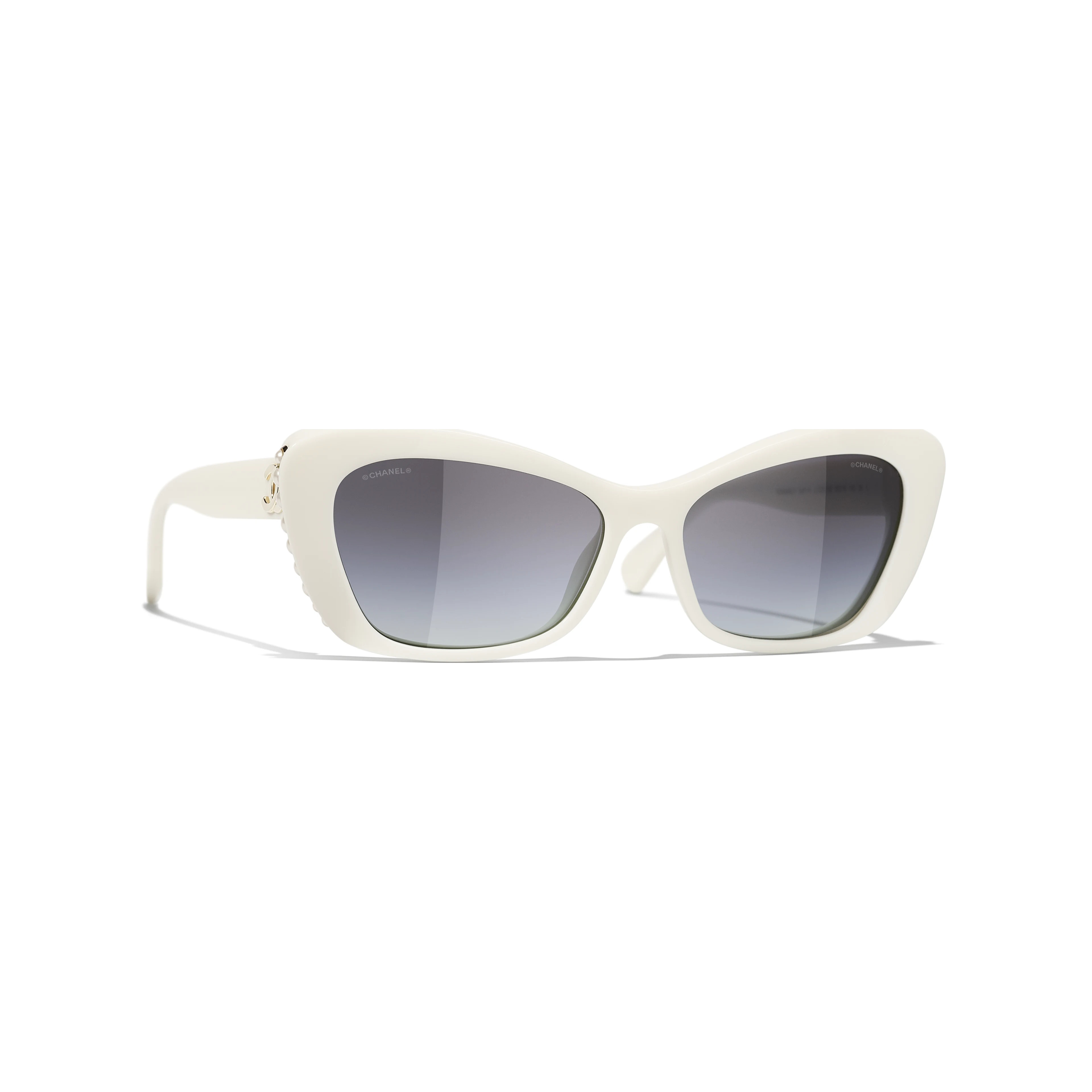 Sunglasses: Cat Eye Sunglasses, acetate & glass pearls — Fashion | CHANEL | Chanel, Inc. (US)