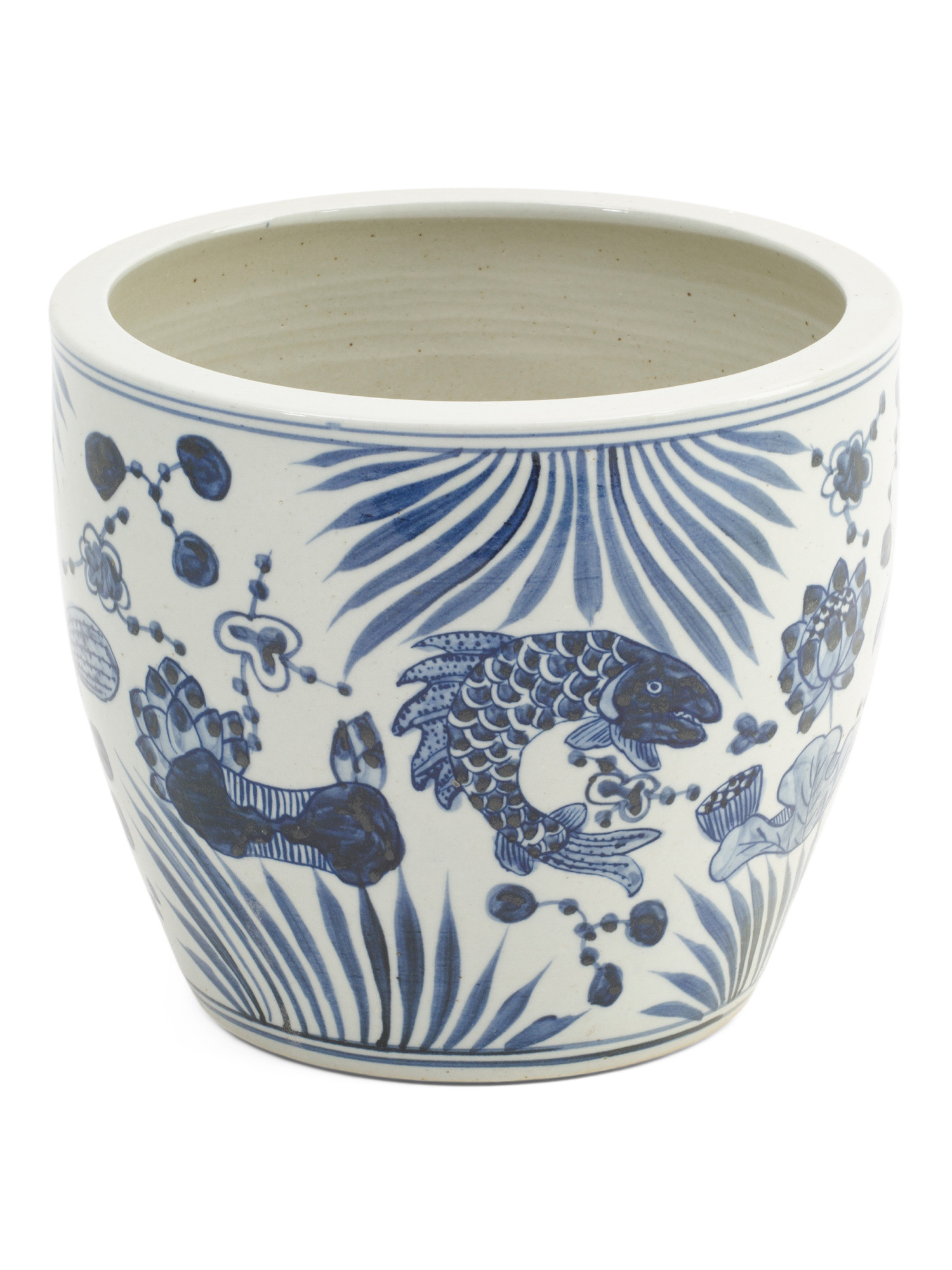 10x8in Porcelain Indoor Fish Lotus Planter | Plants & Planters | Marshalls | Marshalls
