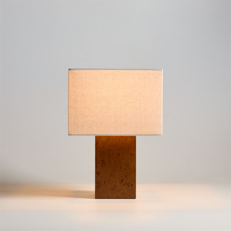 Papier Burlwood Table Lamp with Linen Shade by Athena Calderone 17.44" + Reviews | Crate & Barrel | Crate & Barrel