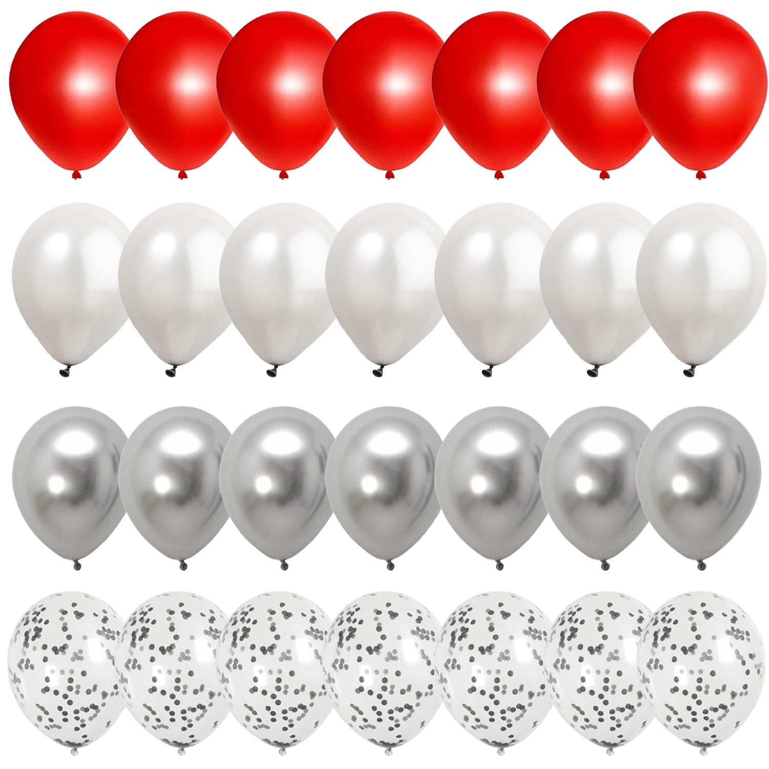 Red and Silver Balloons, 55pcs Red White Silver Balloon, Red Confetti Balloons for Wedding Birthd... | Amazon (US)