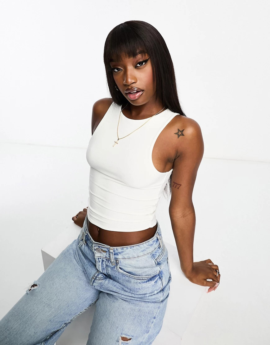 ASOS DESIGN double layer racer tank top in white | ASOS (Global)