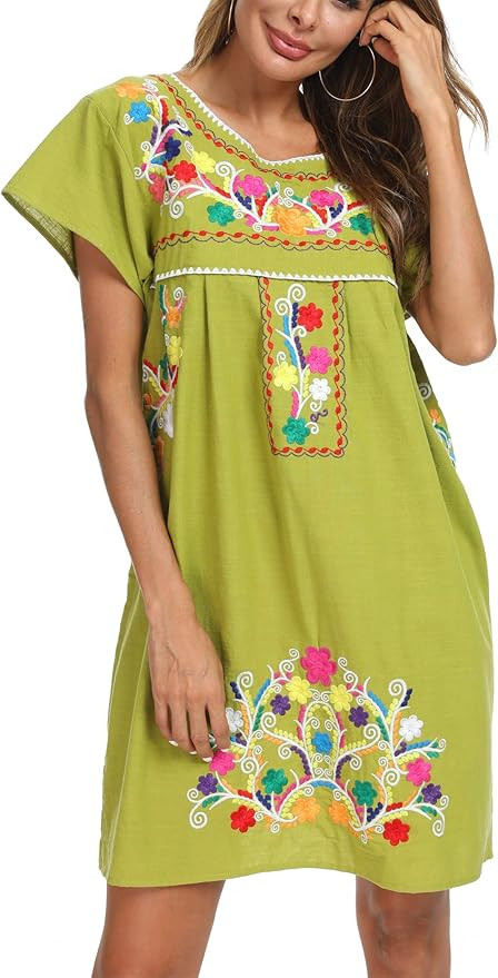 YZXDORWJ Women's Casual Skirt Boho Mexican Peasant Dresse Plus Size XXL Dress | Amazon (US)