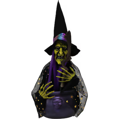 Haunted Hill Farm 2-ft Freestanding Talking Lighted Witch Animatronic | Lowe's