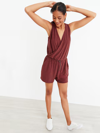 Breathe ON Cross-Front V-Neck Romper for Women -- 3.5-inch inseam | Old Navy (US)