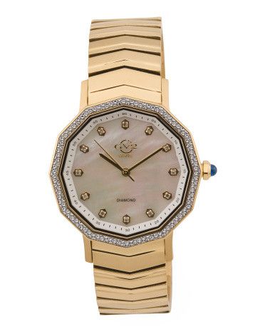 Women's Swiss Made Gold Stainless Steel Spello Diamond Bezel Watch, Diamond/Gold | TJ Maxx