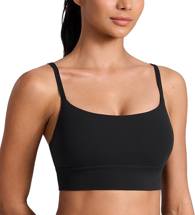 CRZ YOGA Butterlift Scoop Neck Longline Sports Bras for Women - Adjustable Spaghetti Strap Workou... | Amazon (US)