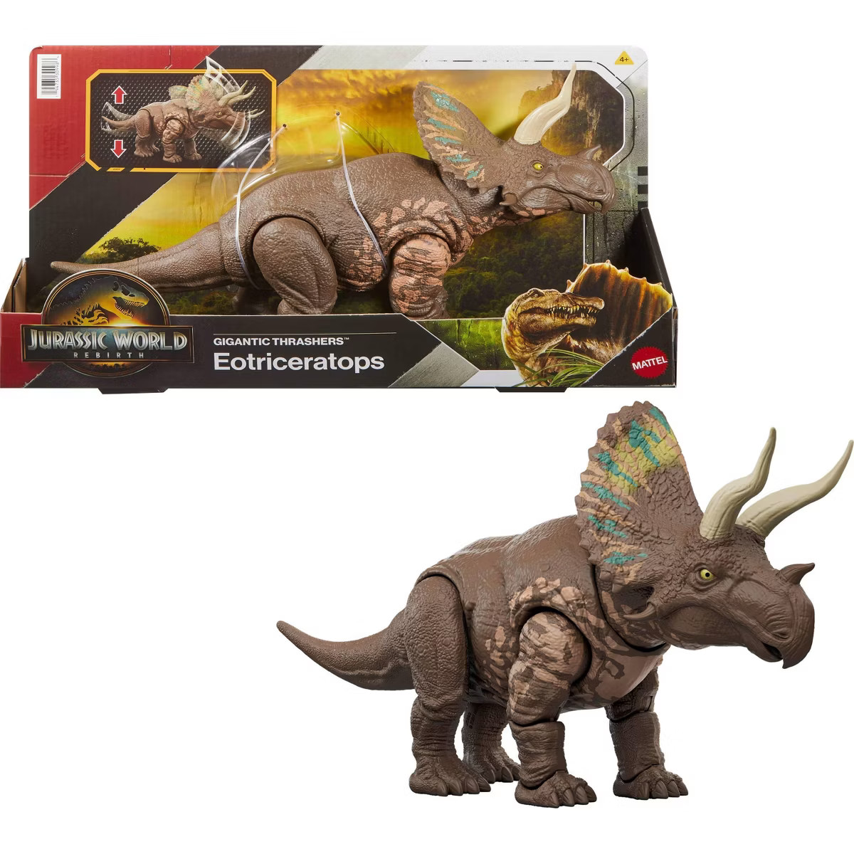 Jurassic World Rebirth Gigantic Thrashers Eotriceratops Dinosaur Figure Toy, Tail Activated Attac... | Target