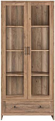 Home Source Corner Storage Cabinet in Reclaimed Barnwood with Glass Doors | Amazon (US)
