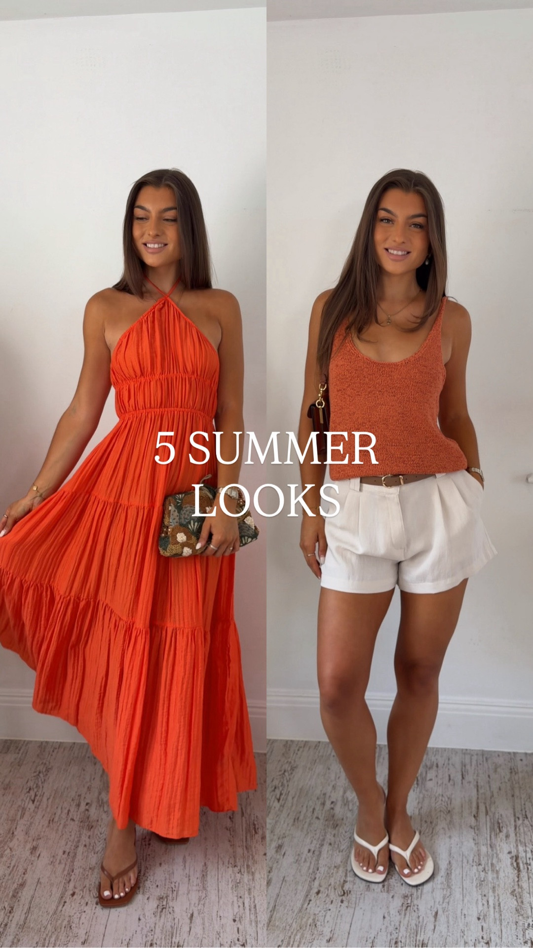 5 SUMMER LOOKS!! 🧡🧡 

I’m in my orange summer era - the orange halter dress is back in stock!!! 🍊 

The stripe mini dress has got built in shorts, pockets, adjustable straps AND is slightly longer at the back!!! A real 10/10 dress I feel like everything has been considered and is gorgeous for every summer occasion!! 🤍

#LTKsummer #LTKuk #LTKstyletip