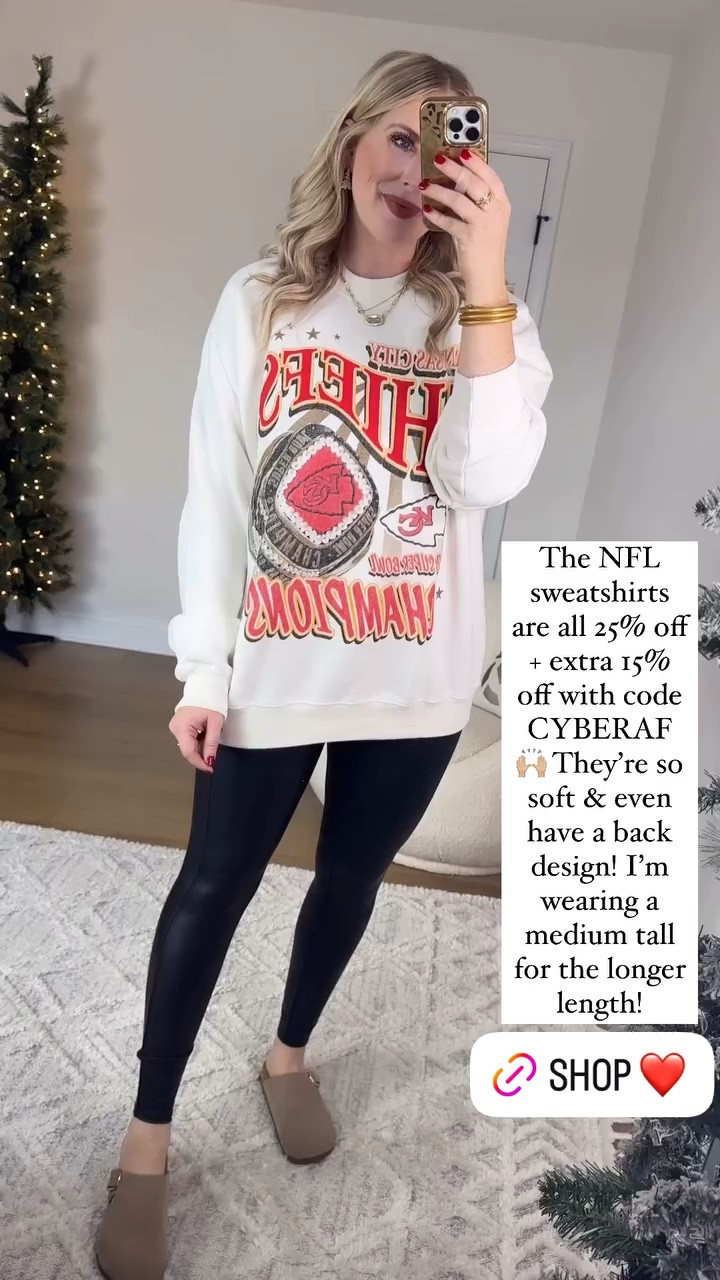 Abercrombie sale try on, Kansas City chiefs sweatshirt, Spanx faux leather leggings 

Use code CYBERAF for an extra 15% off at Abercrombie 

#LTKSaleAlert #LTKCyberWeek #LTKGiftGuide