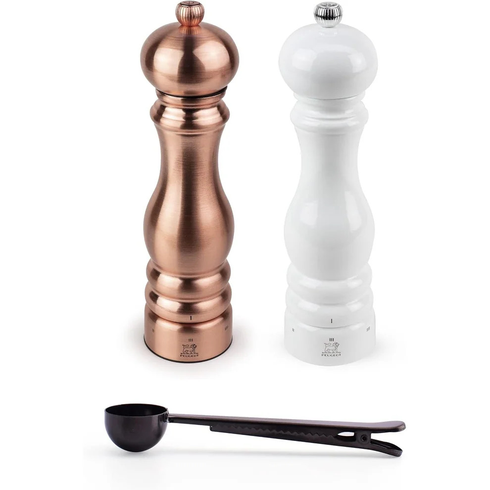 Paris Chef Carbone u'Select Stainless Steel 22cm 9 inch Copper Pepper Mill w/ White Lacquered Sal... | Overstock