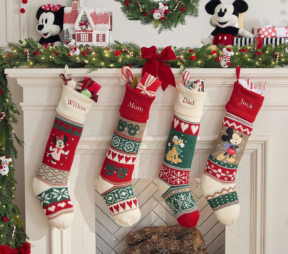 Disney Mickey Mouse Classic Fair Isle Christmas Stocking Collection | Pottery Barn Kids