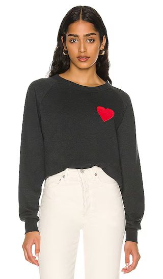 Heart Embroidery Crew Sweatshirt in Charcoal | Revolve Clothing (Global)