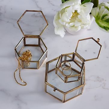 Nesting Glass Shadow Boxes – Hexagon (Set of 3) | West Elm (US)