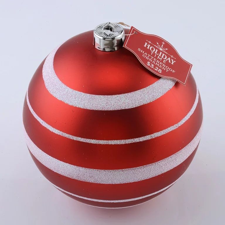 Holiday Time Red and White Striped Shatterproof Round Christmas Ornament - Walmart.com | Walmart (US)