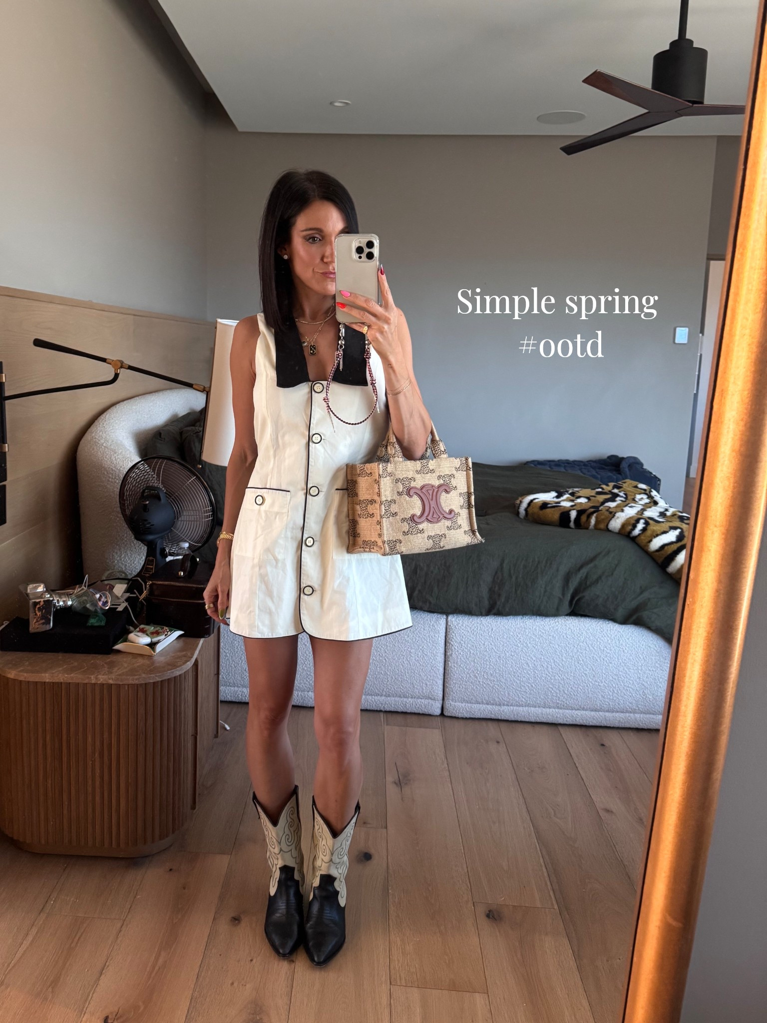 I got so many compliments on this spring outfit of the day! 

I love pairing a mini dress with comfortable cowboy boots! I linked my exact dress, and a few more with a similar vibe! 

Also, I found my rafia Celine bag on SALE! 

#LTKSaleAlert #LTKootd #LTKSeasonal