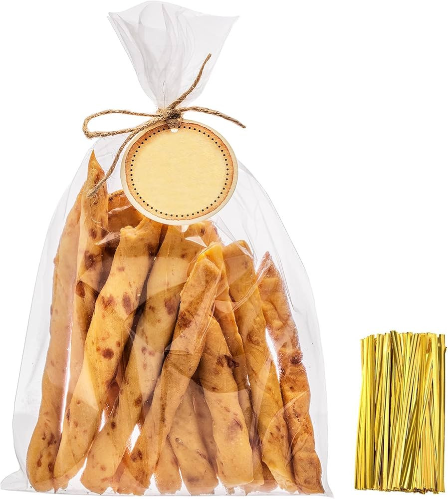 Yotelab Cellophane Bags, 7" x14" Clear Cellophane Treat Bag With Twist Ties, Cello Bags 100 PCS | Amazon (US)