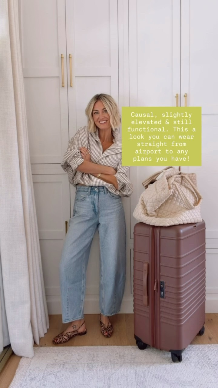 A simple, cute look but still comfortable for travel! You can easily wear this to any plans you may have after the airport without having to change! Wearing S/2!

Loverly Grey, Amazon, travel outfit, plaid jacket, fall jacket, airport outfit, luggage, Beis, barrel jeans

#LTKSeasonal #LTKTravel