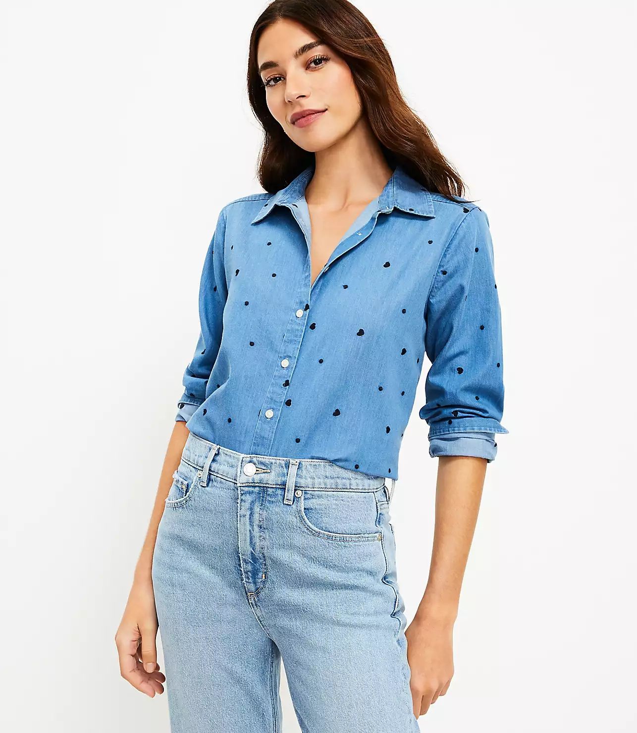 Heart Chambray Everyday Shirt | LOFT