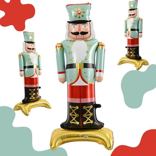 48" Large Nutcracker Foil Balloon for Christmas Decorations, Giant Self Standing Inflatable Nutcr... | Amazon (US)